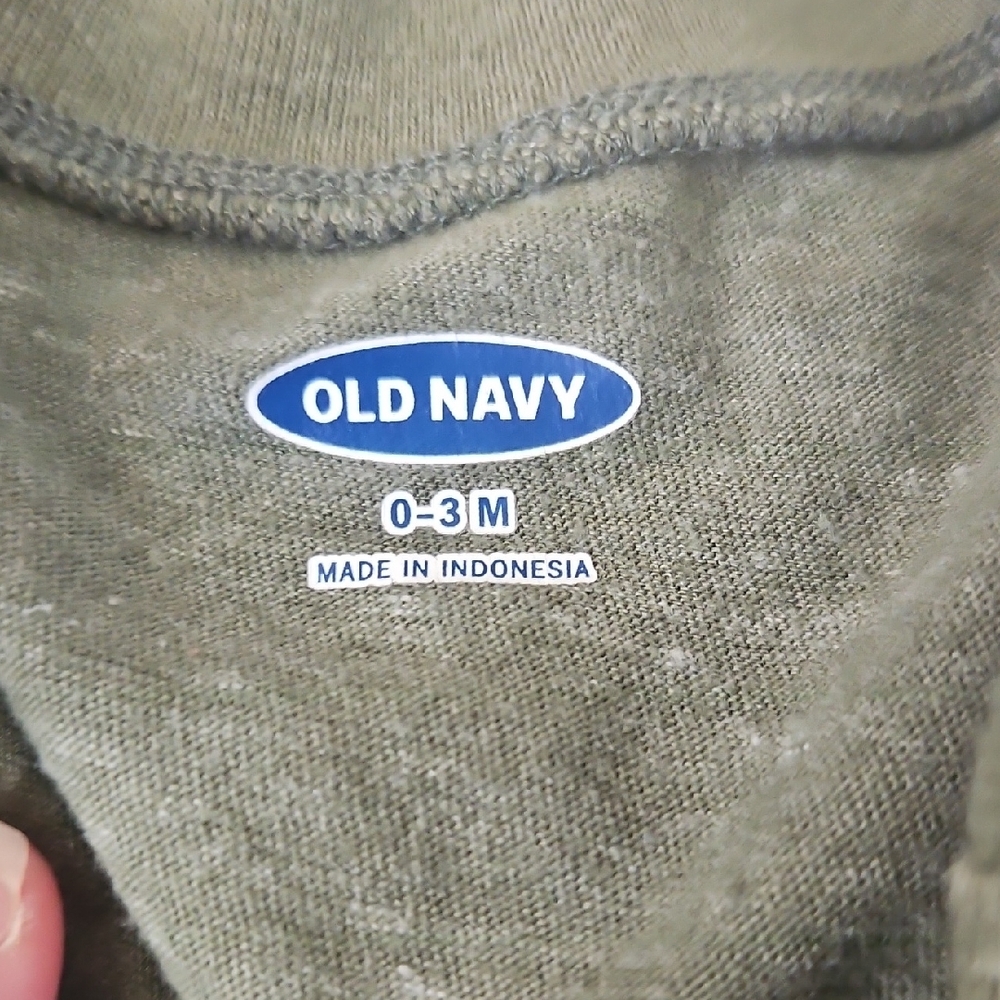 Old Navy Striped Blue and Green Baby Onesies with Gray Shorts - Picture 4 of 9